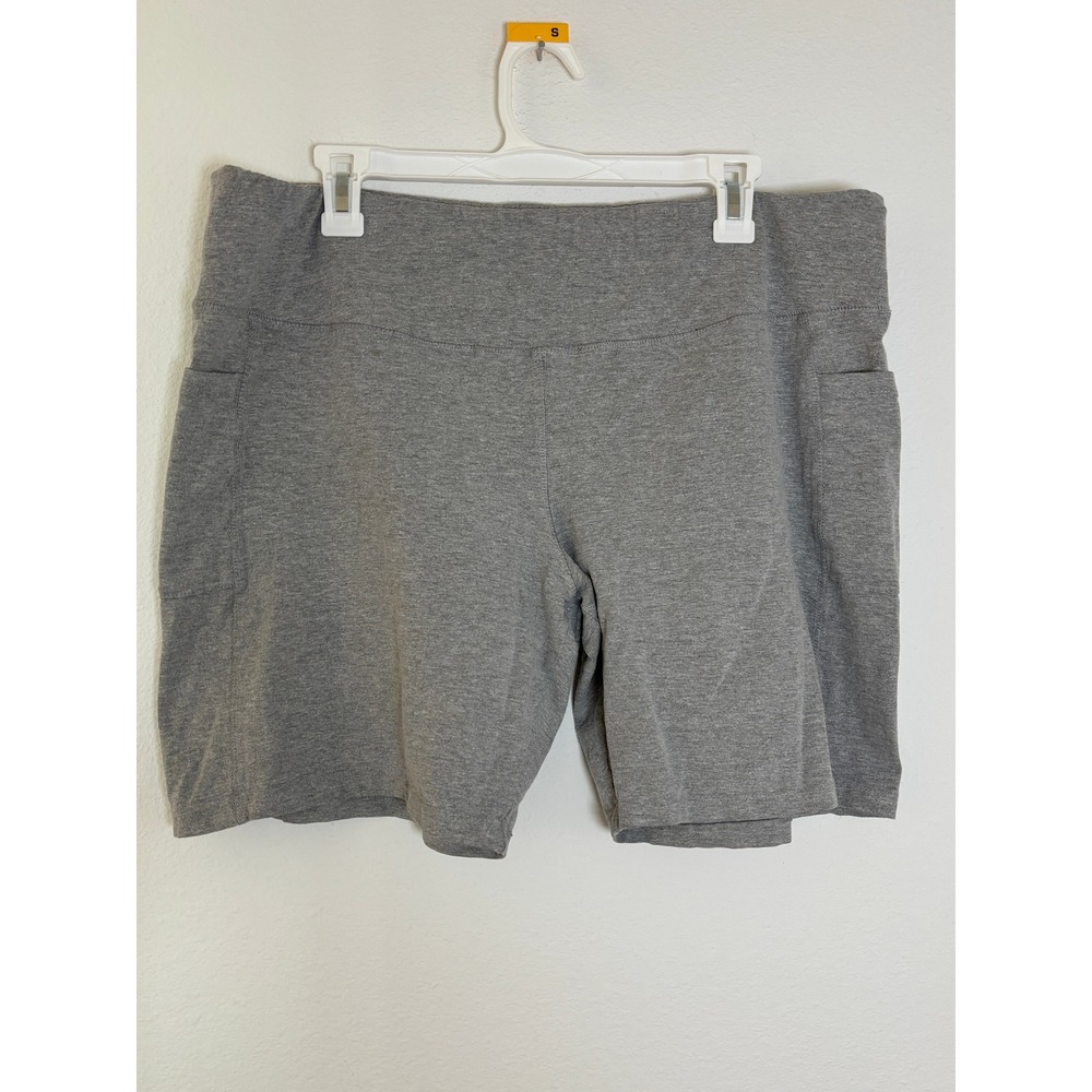French Laundry Sport Gray Biker Shorts Plus Size 3X Side Pockets Athletic Yoga